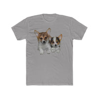 Welsh Corgi 'Cousins' Men's Fitted Cotton Crew Tee