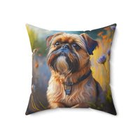 Brussels Griffon Spun Polyester Throw  Pillow