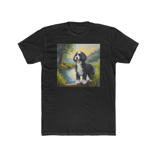 Portuguese Water Dog --  Men's Fitted Cotton Crew Tee
