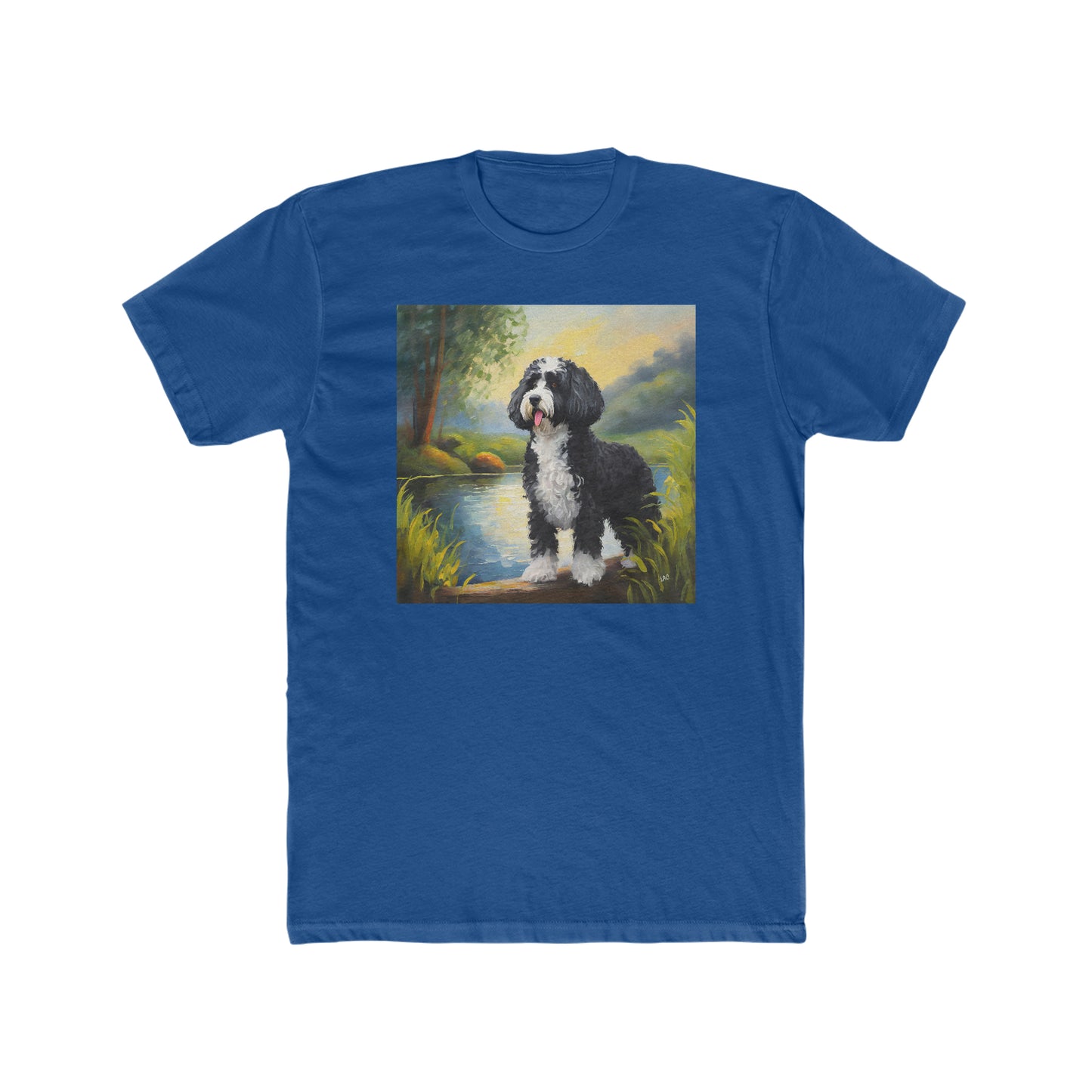 Portuguese Water Dog --  Men's Fitted Cotton Crew Tee