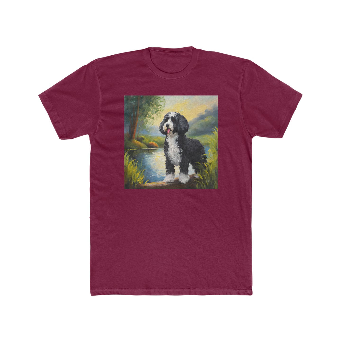 Portuguese Water Dog --  Men's Fitted Cotton Crew Tee