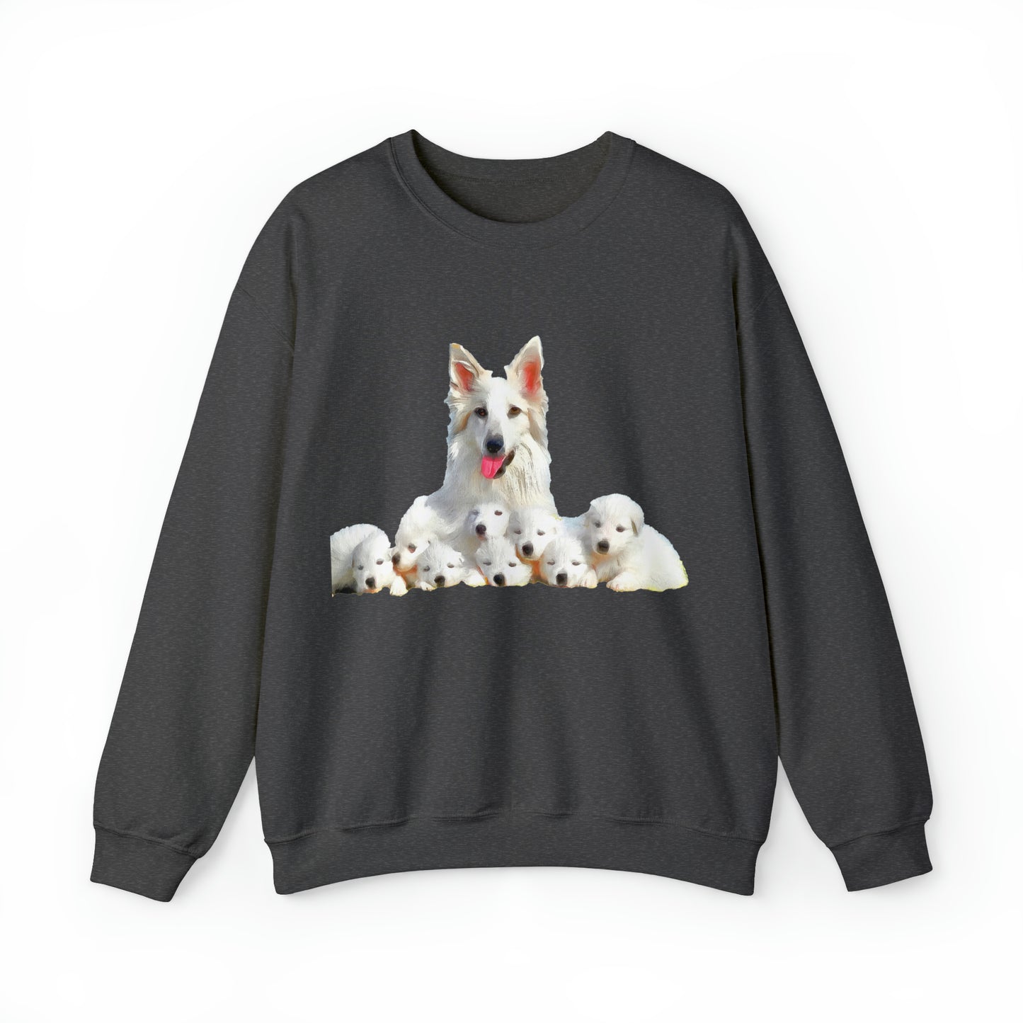 White Swiss Shepherds - 'Heidi and Her Pups' Unisex 50/50 Crewneck Sweatshirt