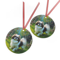 Japanese Chin Christmas Tree  Metal Ornaments