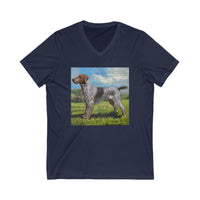 Wirehaired Pointing Griffon Unisex Jersey Short Sleeve V-Neck Tee