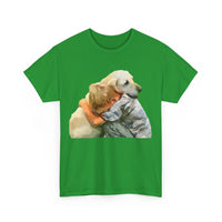 Yellow Labrador Retriever and Child Unisex Heavy Cotton Tee by DoggyLips ™