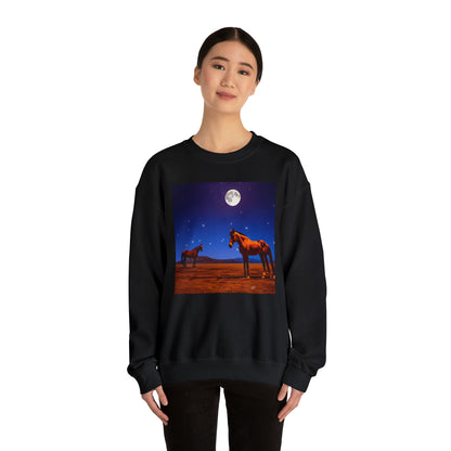 Horses in Moonlight - 	 Unisex 50/50 Crewneck Sweatshirt