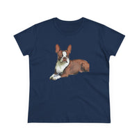 Boston Terrier Midweight Cotton Tee - Brown & White