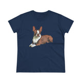 Boston Terrier Midweight Cotton Tee - Brown & White