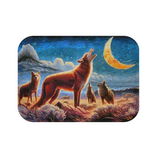 Coyotees Howling at Moon Bathroom Rug Mat