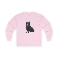 Schipperke Unisex Long Sleeve Cotton Tee with Adorable Dog Print - Perfect for Pet Lovers!