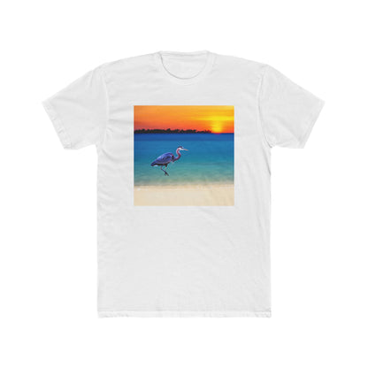 Blue Heron in Sunset - Men's Cotton Crew Tee