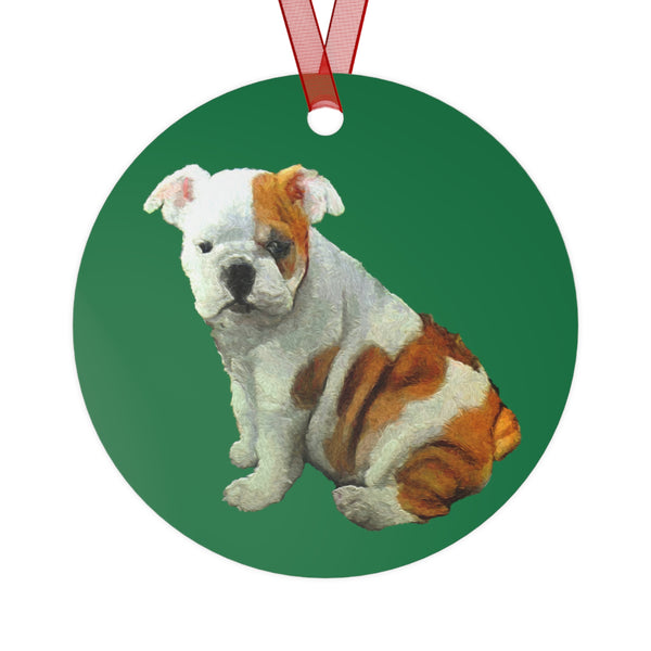 "Bugsy the Bulldog Metal Ornaments"