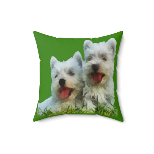 West Highland Terrier - Westie - Spun Polyester Throw  Pillow
