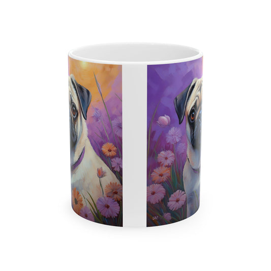 Pug - White Ceramic Mug - 2 Sizes