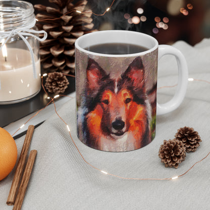 Rough Coated Collie Ceramic Mug 11oz - A Sip of Canine Charm
