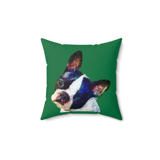 Charming Boston Terrier 'Skipper' Spun Polyester Throw Pillow