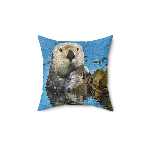 Sea Otter 'Ollie'  -  Spun Polyester Throw Pillow