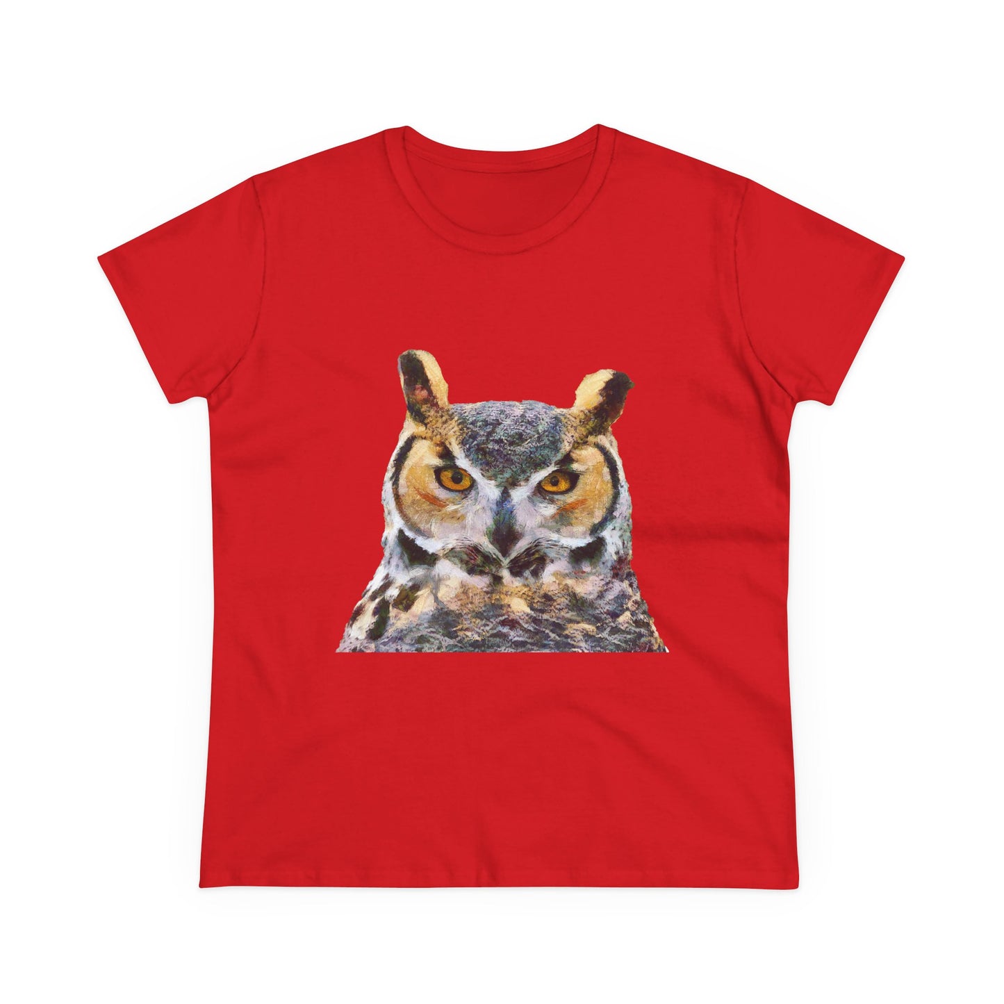 Great Horned Owl 'Hooty' Women's Midweight Cotton Tee
