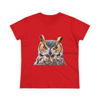 Great Horned Owl 'Hooty' Women's Midweight Cotton Tee