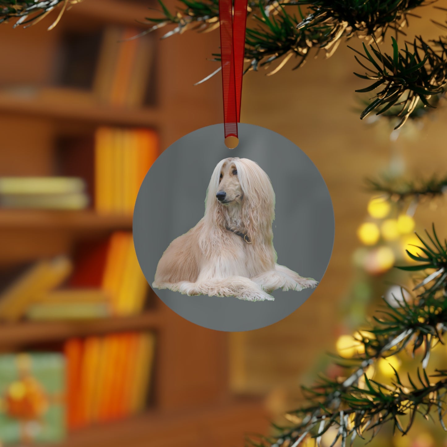 Afghan Hound Christmas Tree Metal Ornaments