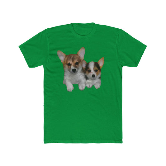 Welsh Corgi 'Cousins' Men's Fitted Cotton Crew Tee