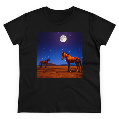 Horses in moonlight - Women's Midweight Cotton Tee