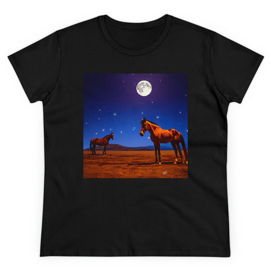 Horses in moonlight - Women's Midweight Cotton Tee