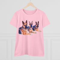 German Shepherd 'Trio' Women's Midweight Cotton Tee