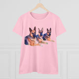 German Shepherd 'Trio' Women's Midweight Cotton Tee