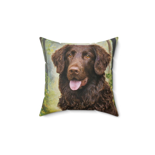 Curly-Coated Retriever Spun Polyester Throw Pillow
