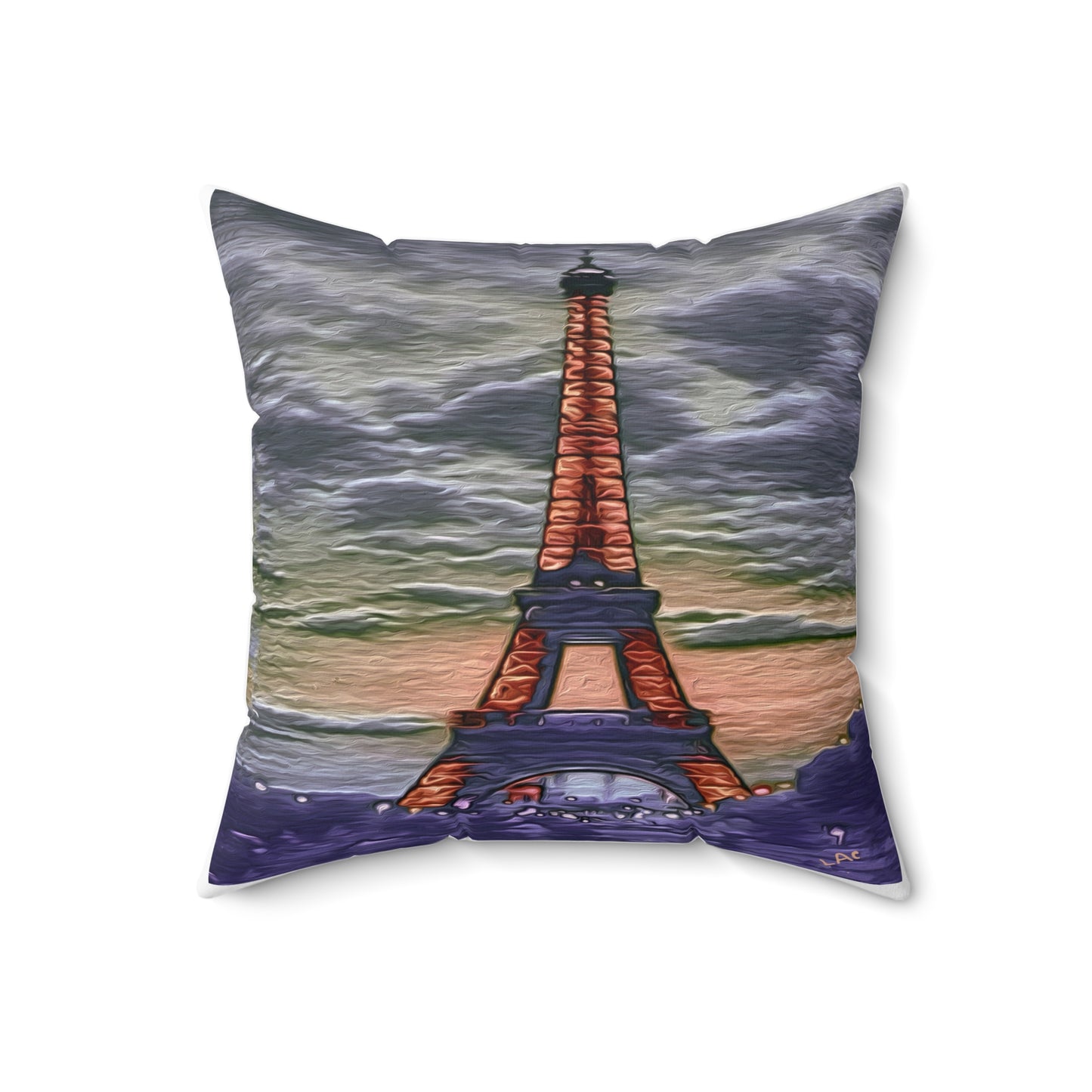 Eiffel Tower Sunset - Spun Polyester Throw Pillow