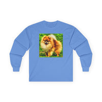 Pomeranian 'Pom Pom' Unisex Cotton Long Sleeve Tee