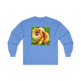 Pomeranian 'Pom Pom' Unisex Cotton Long Sleeve Tee