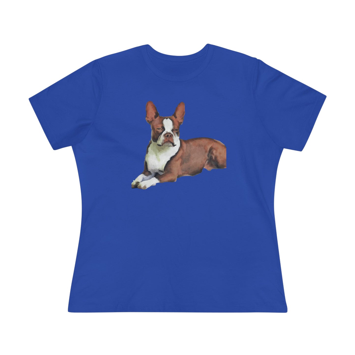 Boston Terrier Brown & White Women's Relaxed Cotton Tee