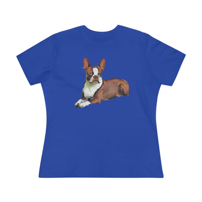Boston Terrier Brown & White Women's Relaxed Cotton Tee