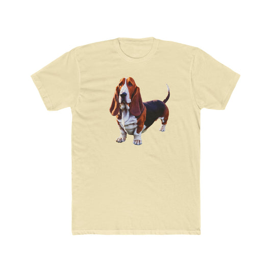 Basset Hound Men's Fitted Cotton Crew Tee