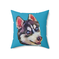 Siberian Husky 'Iditarod' Spun Polyester Throw Pillow