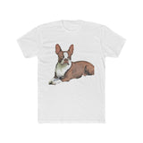 'Artistic Boston Terrier' Men's Fitted Black Cotton Crew Tee