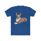 'Artistic Boston Terrier' Men's Fitted Black Cotton Crew Tee