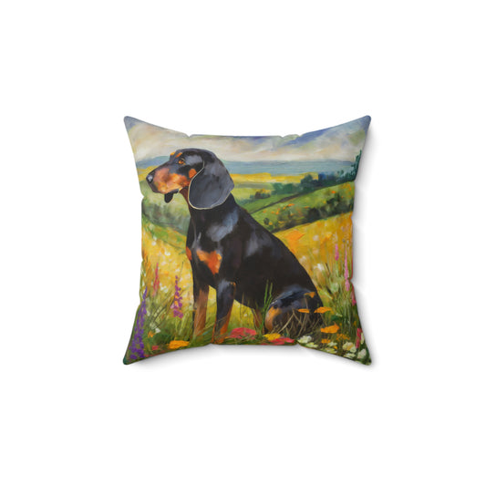 Black & Tan Coonhound - Spun Polyester Square Pillow