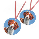 Brittany Spaniel 'Gunner' Metal Ornaments