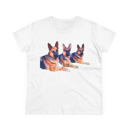 German Shepherd 'Trio' Women's Midweight Cotton Tee