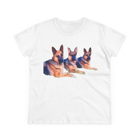 German Shepherd 'Trio' Women's Midweight Cotton Tee