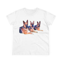 German Shepherd 'Trio' Women's Midweight Cotton Tee