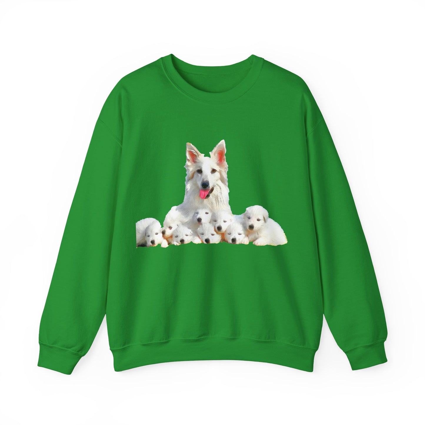 White Swiss Shepherds - 'Heidi and Her Pups' Unisex 50/50 Crewneck Sweatshirt