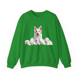 White Swiss Shepherds - 'Heidi and Her Pups' Unisex 50/50 Crewneck Sweatshirt