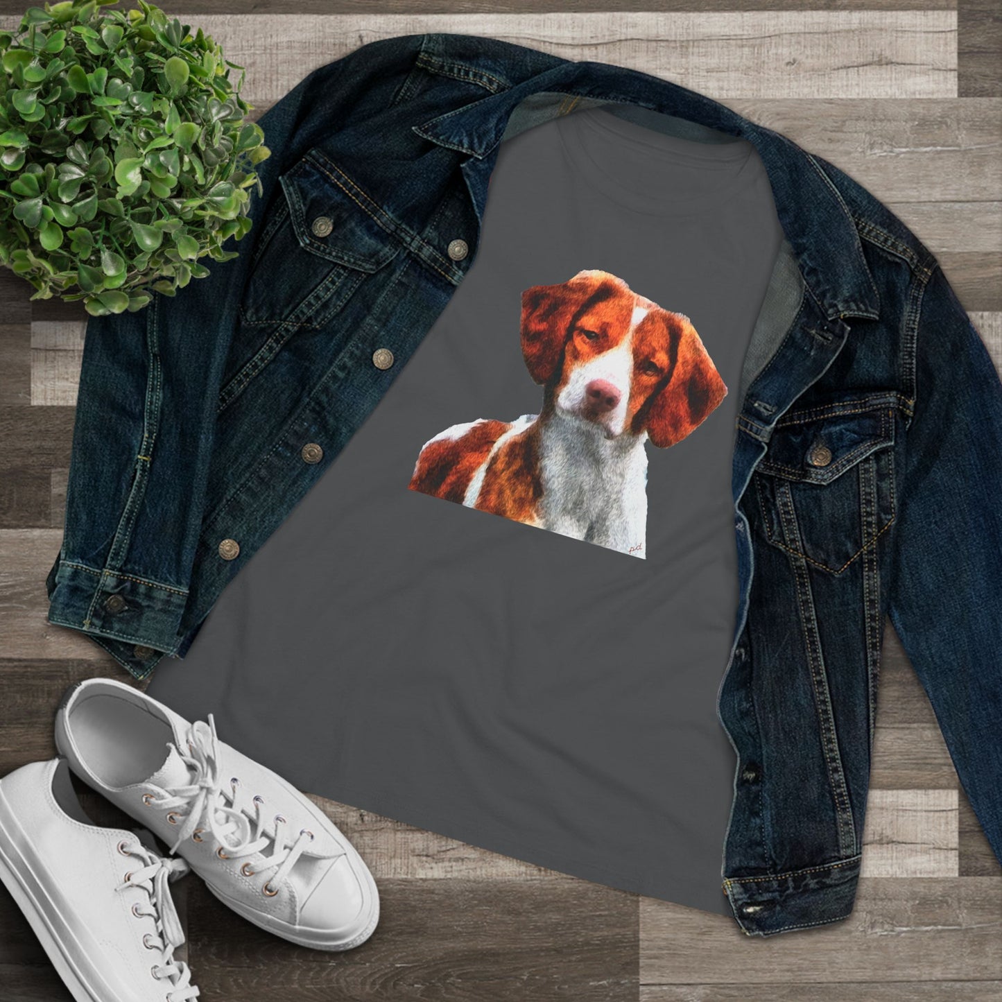Brittany Spaniel 'Gunner' Women's Relaxed Fit Cotton Tee