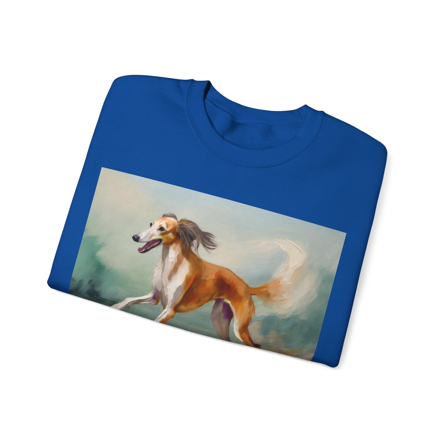 Saluki 'On the Run' Unisex 50/50 Crewneck Sweatshirt
