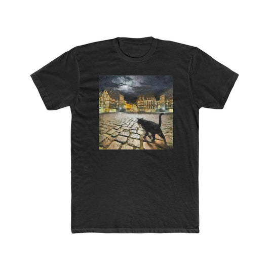 Night Cat Prowling - --  Men's Fitted Cotton Crew Tee