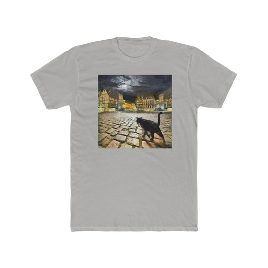 Night Cat Prowling - --  Men's Fitted Cotton Crew Tee